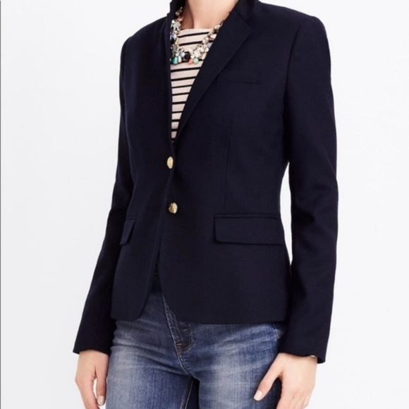 J.Crew Navy Wool Two Button Schoolboy Blazer - Picture 2 of 14